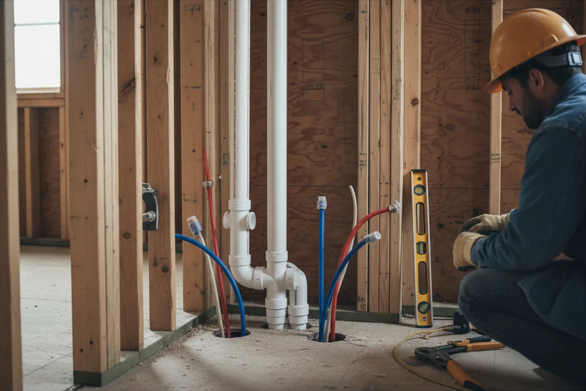 Drain and supply rough-in during Leak Detection in Sod