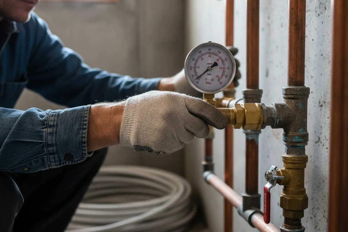Pressure testing a repaired line during Water Line Repair in Sod